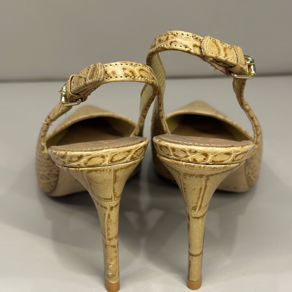 Tory Burch Croc-Embossed Slingback Kitten Heels - Picture 4 of 8